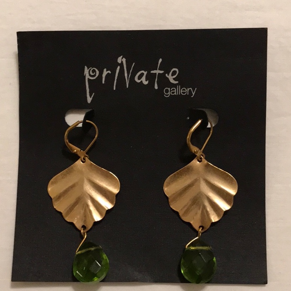 Faux peridot drop earrings